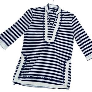 THML Navy White Stripes 3/4 Sleeve Top S